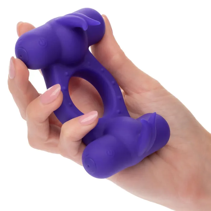 California Exotic Novelties Male Sex Toys Silicone Rechargeable Triple Orgasm Enhancer Couples Cock Ring Purple