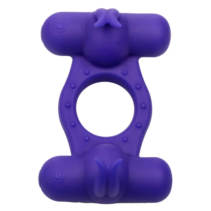 California Exotic Novelties Male Sex Toys Silicone Rechargeable Triple Orgasm Enhancer Couples Cock Ring Purple