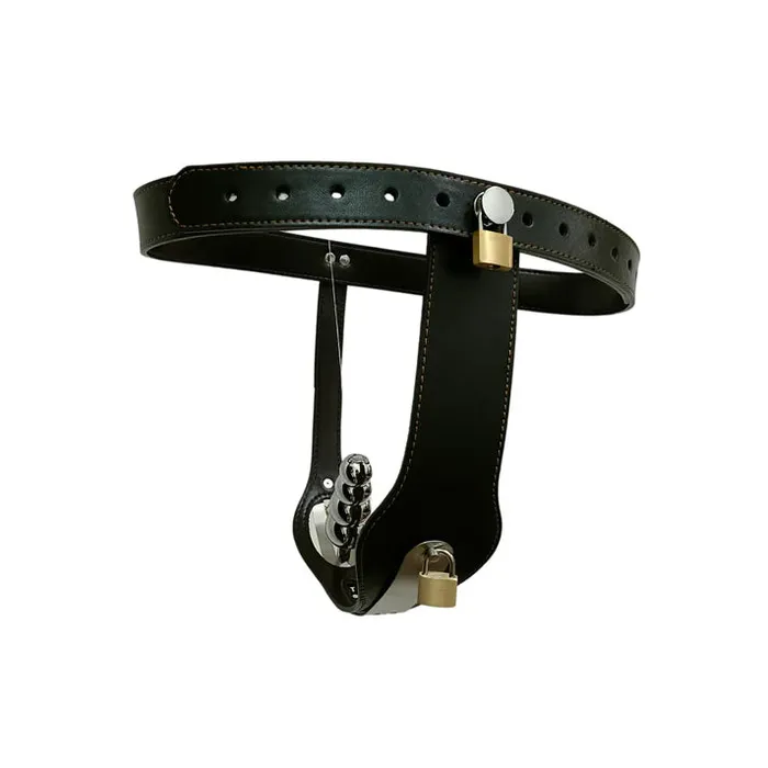 Male Sex Toys honeysx Black Emperor PU Leather Chastity Belt for Women with Anal Plug