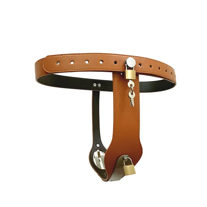 Male Sex Toys honeysx Black Emperor PU Leather Chastity Belt for Women with Anal Plug