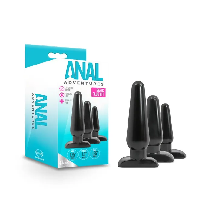 Blush Novelties Anal Anal Adventures Basic Plug Kit Black