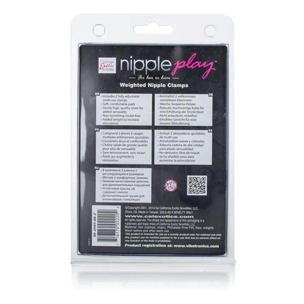 California Exotics Female Sex Toys Weighted Nipple Clamps