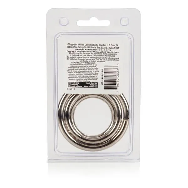 California Exotics Male Sex Toys Silver Cock Ring 3 Piece Set