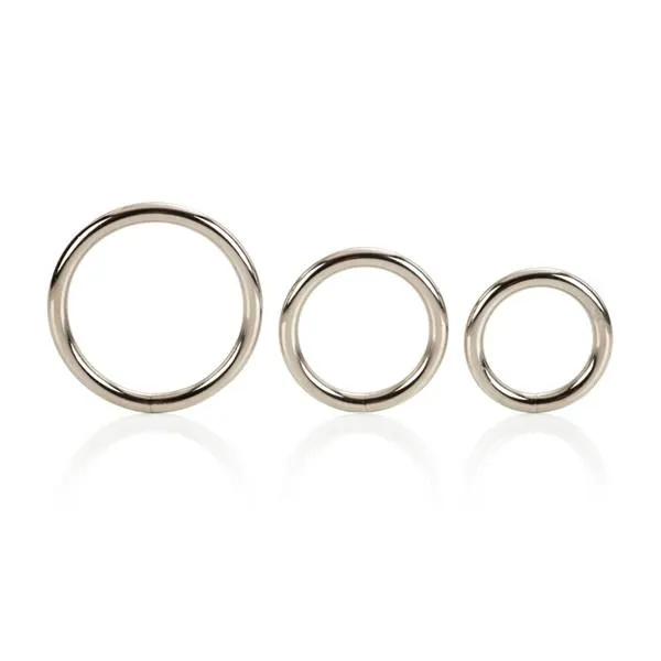 California Exotics Male Sex Toys Silver Cock Ring 3 Piece Set