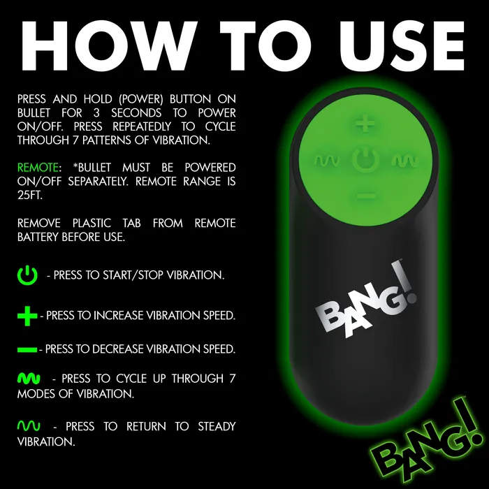 Female Sex Toys Bang GlowintheDark Silicone Bullet