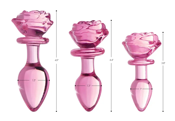 Anal XR Brands Booty Sparks Pink Rose Glass Anal Plug Small Anal XR Brands Booty Sparks Pink Rose Glass Anal Plug Small