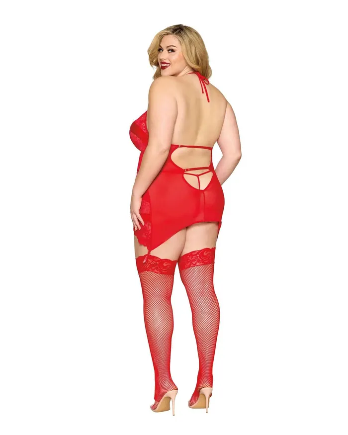 Dreamgirl Vibrators Garter Slip and GString Dmnd One Size Queen Red Dreamgirl Vibrators Garter Slip and GString Dmnd One Size Queen Red