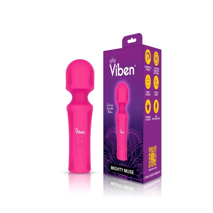 Vibrators Viben Mighty Muse Hot Pink Powerful Personal Wand Massager